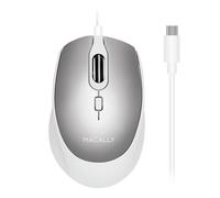 Macally Souris USB C pour Mac - Précise, confortable et silencieuse - Souris filaire de type C pour MacBook Pro Air, iPad, PC, iOS, Android - USB C Plug and Play Apple avec corps ambidextre et 4 modes