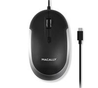 Macally Souris USB de Type C - Design Fin et Compact - Souris USB C pour MacBook Pro, iMac, PC, etc. - Disposition Simple à 3 Boutons et molette de défilement avec Interrupteur DPI - Souris Filaire