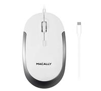 Macally UCDYNAMOUSE-W, Souris Optique Silent Click USB-C Filaire 3 Boutons, Blanc/Gris Spatial (Space Grey)