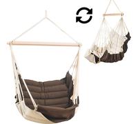 MacaMex SoftChair Terra ™ Fauteuil suspendu rembourré marron-crème résistant aux intempéries Chaise suspendue
