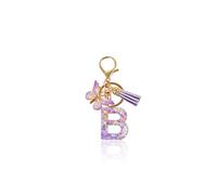 Macamolly Porte-clés personnalisé pour fille avec lettre, cadeau de rentrée des classes avec design papillon pour adolescentes, filles, livre d'amis, école, porte-clés, b