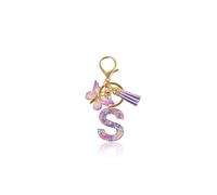 Macamolly Porte-clés personnalisé pour fille avec lettre, cadeau de rentrée des classes avec design papillon pour adolescentes, filles, livre d'amis, école, porte-clés, S