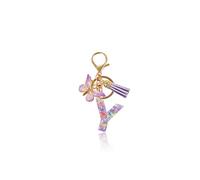 Macamolly Porte-clés personnalisé pour fille avec lettre, cadeau de rentrée des classes avec design papillon pour adolescentes, filles, livre d'amis, école, porte-clés, Y