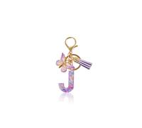 Macamolly Porte-clés personnalisé pour fille avec lettre, cadeau de rentrée des classes avec design papillon pour adolescentes, filles, livre d'amis, école, porte-clés, j