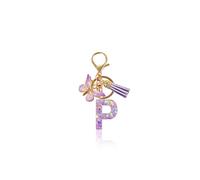 Macamolly Porte-clés personnalisé pour fille avec lettre, cadeau de rentrée des classes avec design papillon pour adolescentes, filles, livre d'amis, école, porte-clés, p
