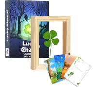 Macamolly Véritable trèfle à quatre feuilles porte-bonheur dans un cadre en bois massif - Cadeau de motivation pour les femmes pour la rentrée des classes, un examen d'anniversaire, 3 papiers peints