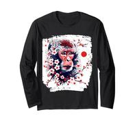 Macaques à Face Rouge T Fleurs de Cerisier du Japon Macaques Manche Longue