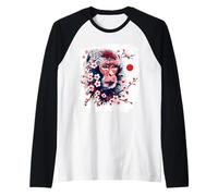Macaques à Face Rouge T Fleurs de Cerisier du Japon Macaques Manche Raglan