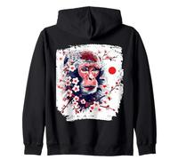 Macaques à Face Rouge T Fleurs de Cerisier du Japon Macaques Sweat à Capuche