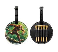 Macaques on The Tree Sac de rangement multifonction pour tee de golf pour homme, matériau PU durable Noir