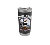 Macareux Atlantique Nord Cascade Côte Paysage Islande Puffin Gobelet isotherme en acier inoxydable double paroi