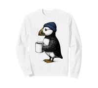 Macareux avec Chapeau Oiseau de Café drôle Sweatshirt