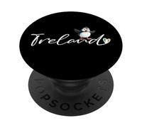 Macareux Irlandais avec Drapeau en Forme de cœur - Souvenir Irlandais Mignon PopSockets PopGrip Adhésif