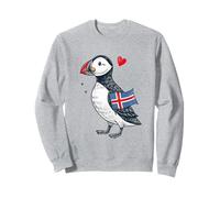 Macareux islandais avec Drapeau Amour Souvenir de Voyage Sweatshirt