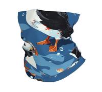 Macareux Mignons Et Petits Poissons Oiseaux Bleu Océan Unisexe Cache Cou Coupe-Vent Tour De Cou Séchage Rapide Bandeau pour Cyclisme Moto Vélo Ski
