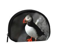 Macareux Moine Oiseau Bec Assis Roche, Trousse de Maquillage à Coque Portefeuille, Petit Porte-Monnaie, Pochette à Changement de Coque