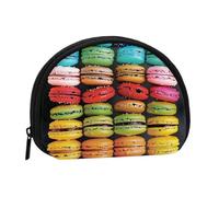Macaron Biscuit Pâtisseries Imprimée Porte-monnaie Portable avec Fermeture Éclair, Sac Cosmétique, Porte-Monnaie, Mini Sac de Maquillage Femme pour Rangement de la Monnaie, des Cartes et des Clés