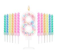 Macaron Bougies d'Anniversaire Numérotées, Douces Bougies Numérotées avec 12 Bougies Spirales Arc-En-Ciel Couleur Bonbon Bougie de Décoration Gâteau pour Anniversaire Fête d'Anniversaire (8)