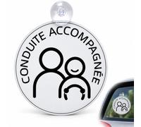 Macaron Conduite Accompagnée, Disque CA 15 cm avec Ventouse | Format circulaire pratique, conçu pour signaler un véhicule en formation lors des trajets avec un conducteur accompagné