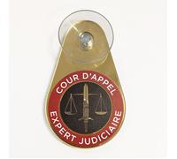 Macaron expert judiciaire Cour d’Appel - Insigne doré à ventouse - Plaque expert judiciaire pour pare-brise