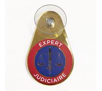 Macaron expert judiciaire - Insigne doré à ventouse - Plaque expert pour pare-brise