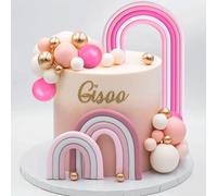 macaron rainbow ball cake décor coloré rainbow cake topper pastel coloré
