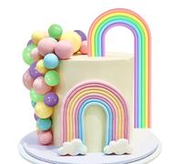 macaron rainbow ball cake décor coloré rainbow cake topper pastel coloré boule cupcake topper pour birthday baby shower wedding party