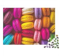 Macarons Colorés Gourmandises Françaises Puzzle 1000 Pièces Papier pour Adultes Jeu de Puzzle Décoration Maison Cadeau 52x38cm/1000pcs
