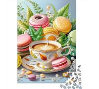 Macarons et café 1000 Pièces Stock De Cartes Premium Jeu De Puzzle Amants De Famille Jeu De Famille Amusant Décoration Murale Pack De Valeur 52x38cm/1000pcs