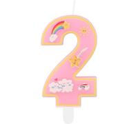 Macaroon arc-en-ciel bougies de 2e anniversaire,rose numéro 2 Bougie pour gâteau,bougies de dessins animés Toppers de gâteau arc-en-ciel pour fille garçon 2e anniversaire décorations supplies