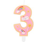 Macaroon arc-en-ciel bougies de 3e anniversaire,rose numéro 3 Bougie pour gâteau,bougies de dessins animés Toppers de gâteau arc-en-ciel pour fille garçon 3e anniversaire décorations supplies