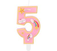 Macaroon arc-en-ciel bougies de 5e anniversaire,rose numéro 5 Bougie pour gâteau,bougies de dessins animés Toppers de gâteau arc-en-ciel pour fille garçon 5e anniversaire décorations supplies