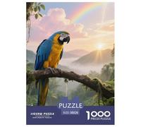 Macau Bleu et Jaune Puzzle 1000 Pièces pour Couple Moment De Complicité Oiseau Détente Romantique Élément Décoratif 38x26cm/1000pcs