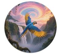 Macau Bleu et jaunePuzzle Rond 1000 Pièces Difficulté Accessible Seniors Et Adultes Fitness Mentaloiseau Suspension Mur Élégante Sujet De Conversation 1000pcs (67.5x67.5cm)
