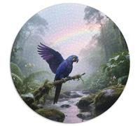 Macau hyacinthePuzzle Rond 1000 Pièces Défi Modéré pour Adultes Pensée Stratégique Entraînement Mémoireoiseau Cadeau Anniversaire Détente 1000pcs (67.5x67.5cm)