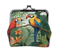 Macaw and Toucan Perching of Rainforests - Porte-monnaie compact pour femme avec serrure imperméable pour cadeaux de voyage, Noir , Taille unique, Sac à dos décontracté
