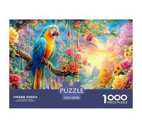 Macaw on A Floral Swing in A Garden Puzzle De 1000 Pièces Parrot Qualité Premium, Excellent Jeu pour Adultes Et Enfants 52x38cm/1000pcs