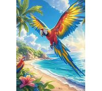 Macaw Perroquet sur une plage tropicale 1000 Pièces Puzzle Amateur D'Art En Carton Anti-Déchirure Animal sauvage et animal de compagnie Difficile Niveau Expert Décoration Murale Salon Idée Cadeau Sain