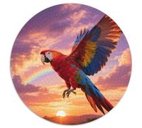 MacawPuzzle Rond 1000 Pièces Tâche Défi pour Adultes Et Adolescents Amélioration Cérébraleoiseau Art Décoratif Salon Point Focal 1000pcs (67.5x67.5cm)