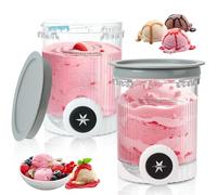 Macayda Lot de 2 récipients pour sorbetière et sorbetière Ninja Swirl by CREAMi - 480 ml - Pour machine à glace NC701EU - Accessoires pour Ninja Creami - Sans BPA - Passe au lave-vaisselle (2)