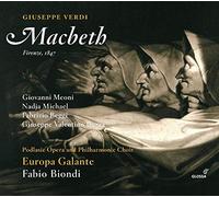 Macbeth Giuseppe Verdi (Compositeur), Giovanni Meoni (Baryton), Nadja Michael (Soprano), Fabrizio Beggi (Basse), Fabio Biondi (Chef d'orchestre), Europa Galante (Interprète) https://www.fnac.com/a12993553/Giuseppe-Verdi-Macbeth-CD-album?oref=d86f36c3-94c9-1496-38a2-6e5215168b49