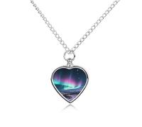 maccbn Aurora Collier urne pour cendres d'animal domestique avec pendentif en forme de cœur étanche avec kit de remplissage Chaîne réglable de 70,1 cm Bijoux souvenir pour chien chat Cadeau de