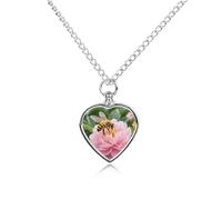 maccbn Bees Collect Collier urne pour cendres d'animal domestique avec pendentif en forme de cœur imperméable avec kit de remplissage Chaîne réglable de 70,1 cm Bijoux souvenir pour chien chat Cadeau
