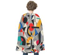 maccbn Cape d'Halloween réversible bleue et rouge aux formes géométriques colorées, cape médiévale de la Renaissance, cosplay, fête d'anniversaire