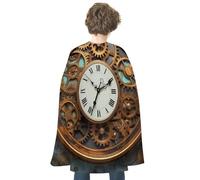 maccbn Cape d'Halloween réversible bleue et rouge rouillée steampunk horloge médiévale Renaissance Cosplay fête d'anniversaire Déguisement