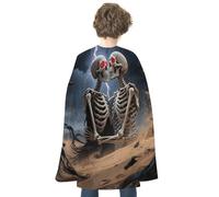 maccbn Cape d'Halloween réversible bleue et rouge The Lovers Skull Medieval Cape Renaissance Cosplay Fête d'anniversaire Déguisement