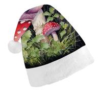 maccbn Chapeau de Père Noël extensible avec champignons dans l'herbe - Accessoire de fête festif pour chant, Nouvel An, cosplay
