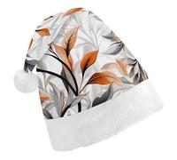 maccbn Chapeau de Père Noël extensible avec feuilles oranges et grises - Accessoire de fête pour chant, Nouvel An, cosplay