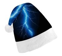maccbn Chapeau de Père Noël extensible bleu éclair de Noël pour chant, Nouvel An, cosplay