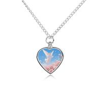 maccbn Collier urne ange et roses pour cendres d'animaux domestiques - Pendentif commémoratif en forme de cœur imperméable avec kit de remplissage - Chaîne réglable de 70,1 cm - Bijou souvenir pour
